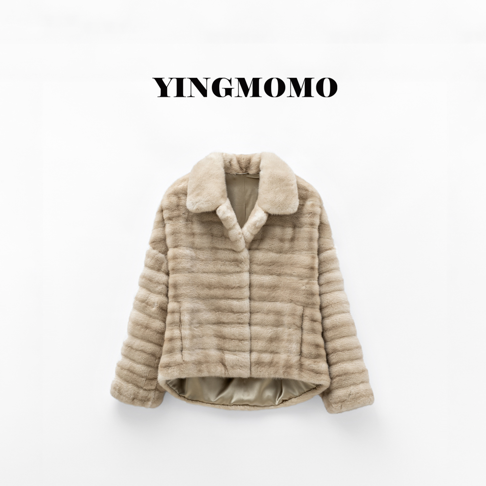 【YINGMOMO】「贝壳酥」JL238287秋尚新女士短款翻领紫金短二整貂皮草