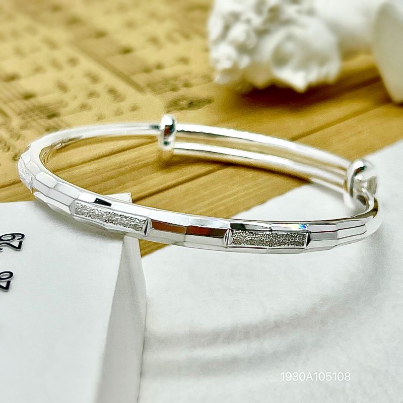 足银手镯 999.9足银推拉手镯时尚经典菱形手镯百搭男女推拉手镯