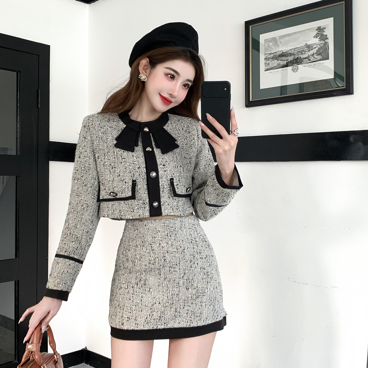 富家千金裙小香风外套气质半身短裙今年流行爆款女秋装