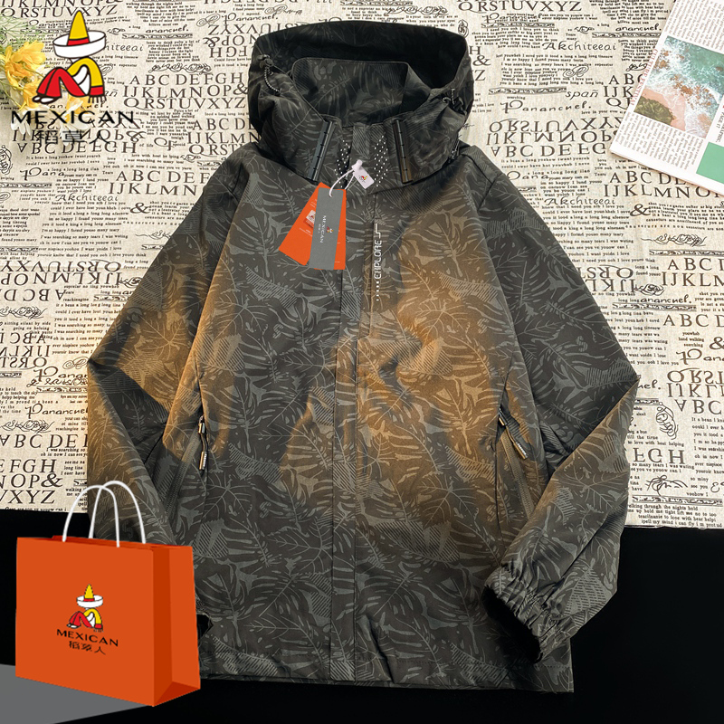 Mexican/稻草人男2025年春款休闲潮流外套户外登山情侣夹克时尚
