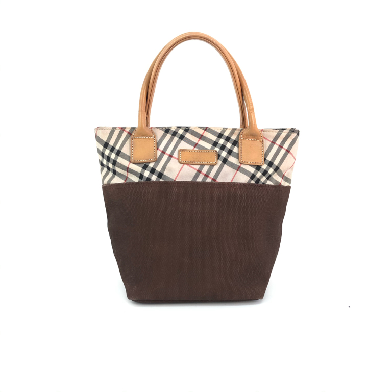 95新 BURBERRY/博柏利 安洁利知之巴宝莉帆布托特手提包10496H