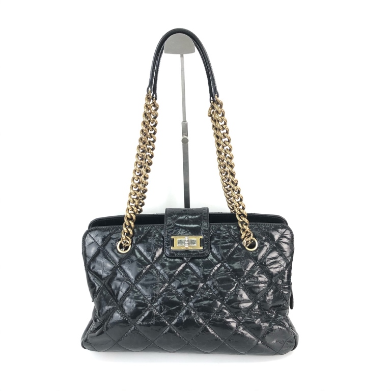 95新 Chanel/香奈儿 安洁利知之CHANEL黑色光面单肩包19340