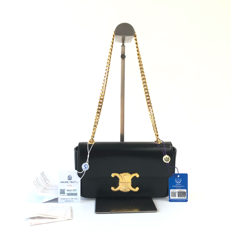 95新 Celine/思琳 安洁利知之瑟琳黑金腋下包411291