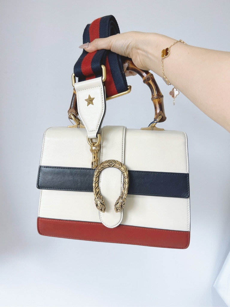 95新 GUCCI/古驰 安洁利知之 Gucci古驰酒神竹节手提包 18224