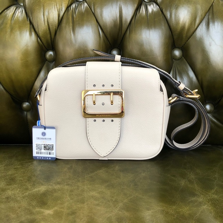 95新 BURBERRY/博柏利 安洁利知之巴宝莉米白金斜挎单肩包 410296