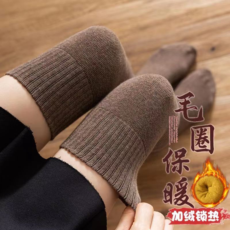 秋冬加厚过膝袜女加绒加厚保暖毛圈大腿袜子jk制服高筒防滑长筒袜