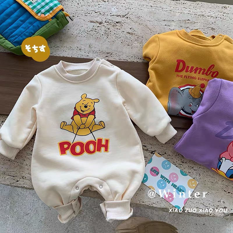 秋冬婴幼童宝宝连体可爱卡通珍珠绒保暖居家外出爬服哈衣ML773