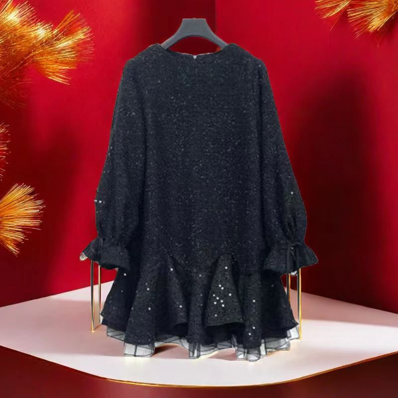 断码清仓秋冬季新款女士时尚潮流轻奢宽松拼接百搭圆领针织上衣