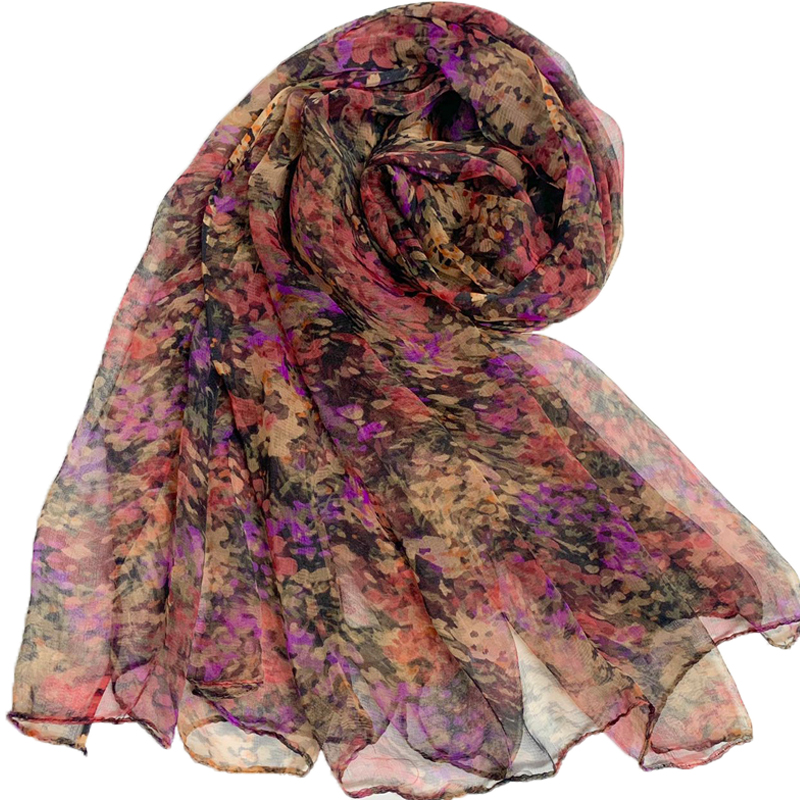 【梦幻葡萄花】杭州丝绸桑蚕丝薄款丝巾气质女士围巾时尚百搭披肩