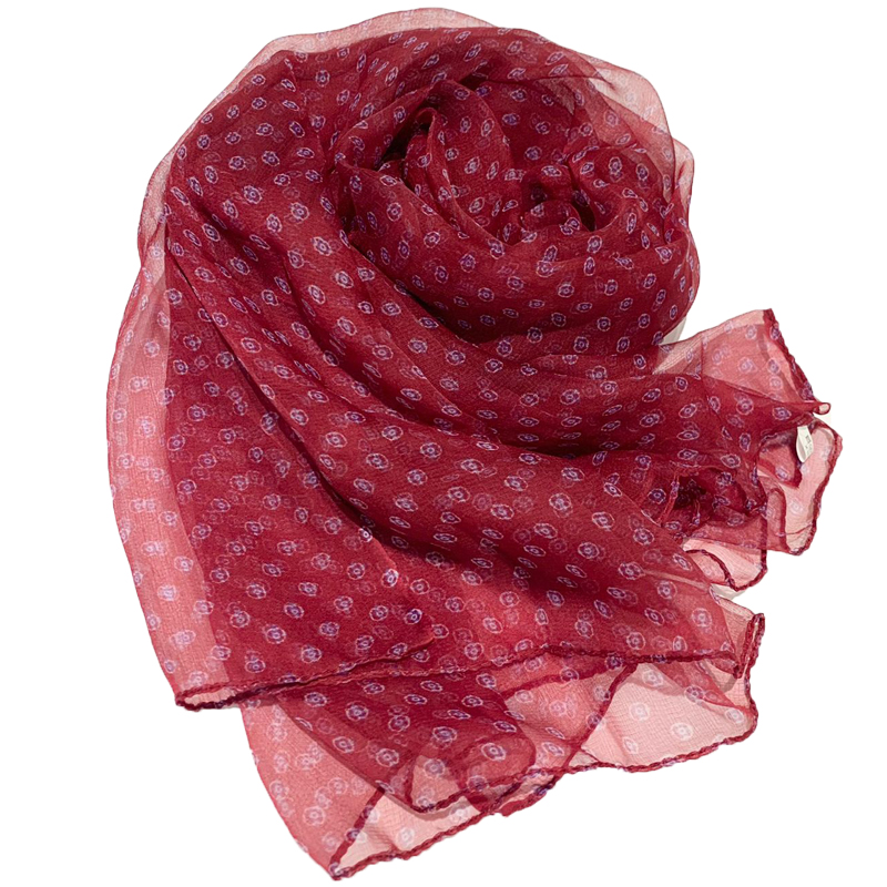 【玫红碎花】杭州丝绸桑蚕丝薄款丝巾时尚洋气女士围巾护颈围脖