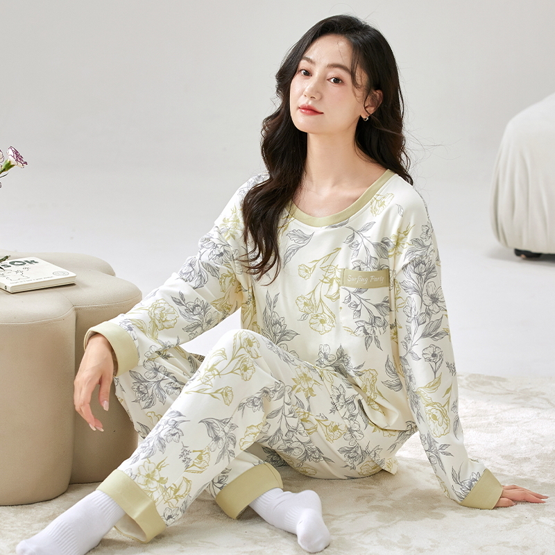 新款【国风系列～拍一发三】长袖长裤舒适棉质家居服套装可外穿
