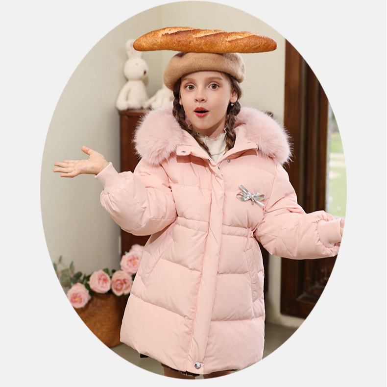 女童羽绒服中长款加厚冬装新款甜美洋气中大儿童韩版童装外套