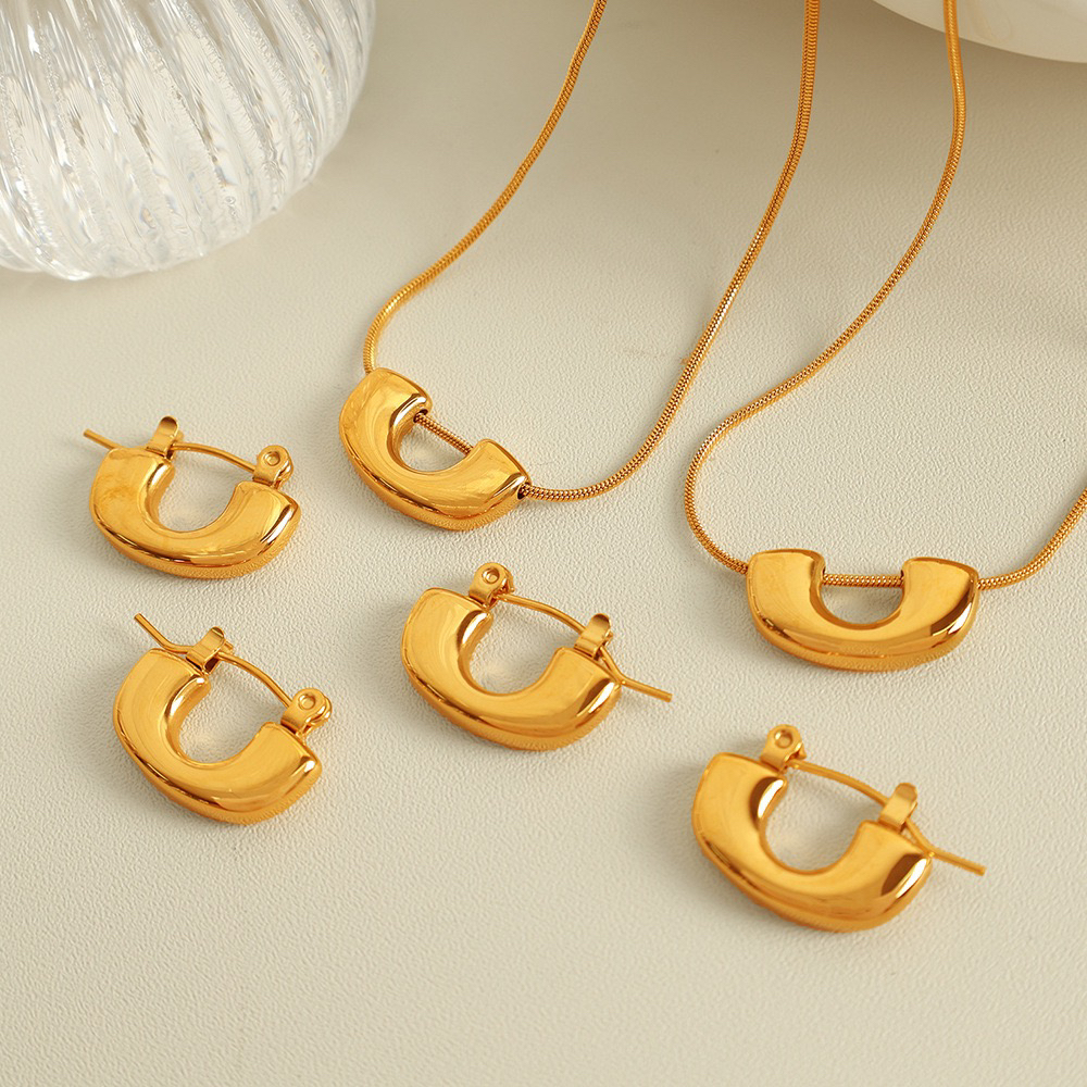 钛钢项链 套装U形复古小众设计感精致钛钢项链