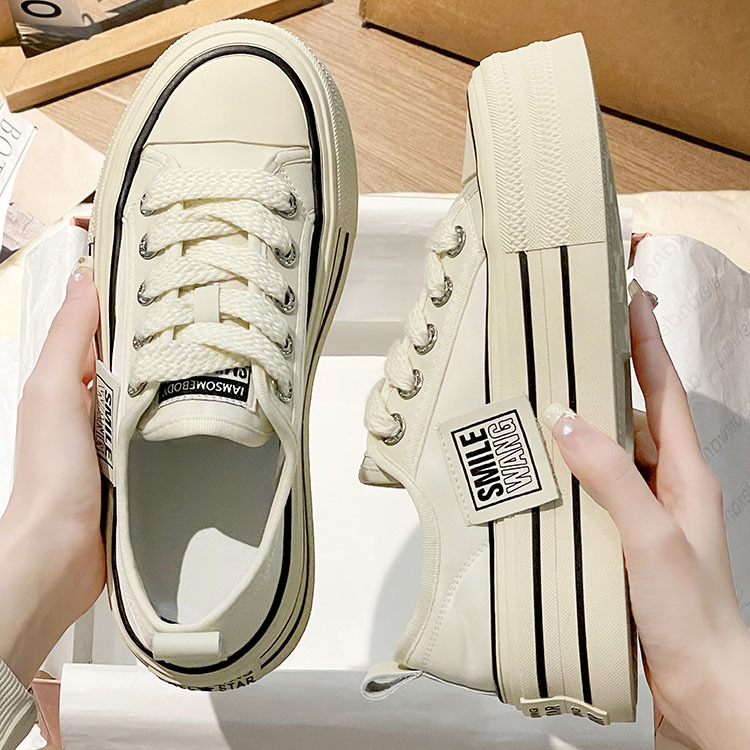 秋冬季回力休闲2023新款厚底小个子增高透气帆布鞋女百搭学生小