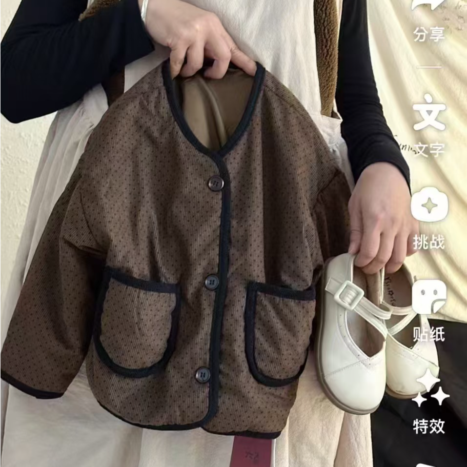 儿童森系韩版波点外套