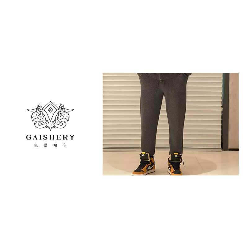 Gaishery【小一返季】20意大利设计师款休闲螺纹收口裤100山羊绒