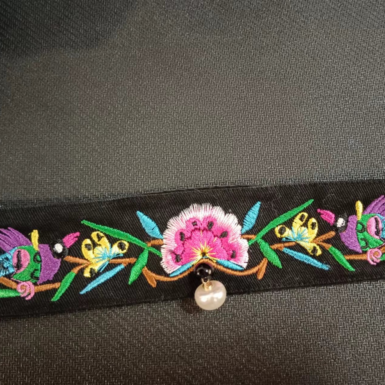 非金属布艺项链 白雪名族风绣花颈链