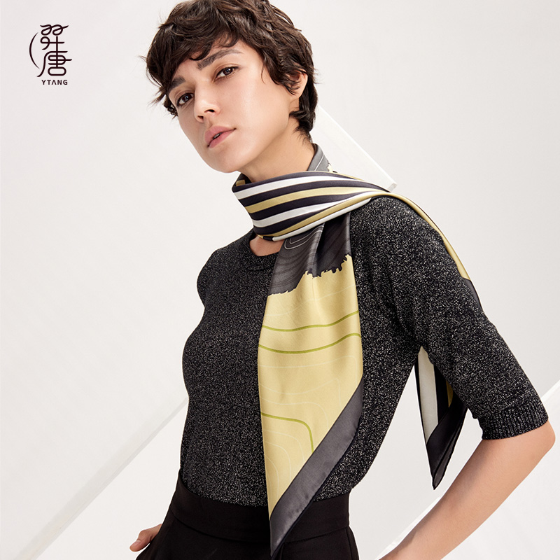 羿唐原创红点获奖88*88方巾100桑蚕丝高贵典雅斜纹绸丝巾女-如山