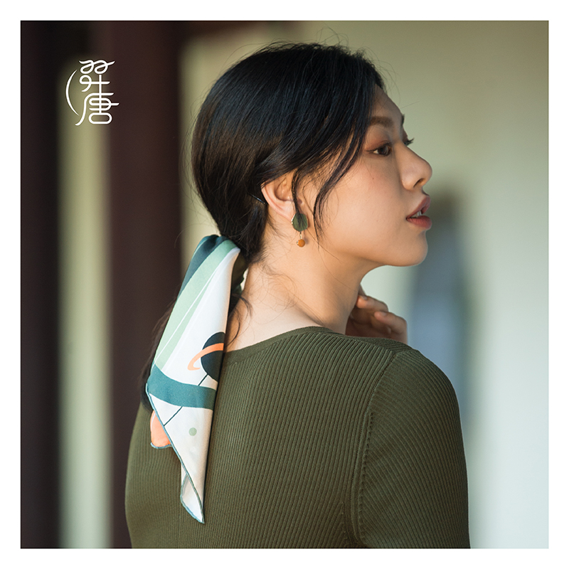 羿唐丝绸原创两用小方巾真丝百搭装饰领巾丝巾-爱之星河