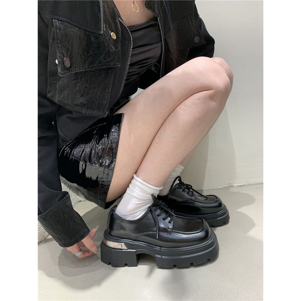 【精选】厚底英伦风小皮鞋女单鞋秋新款方头玛丽珍系带乐福鞋女高