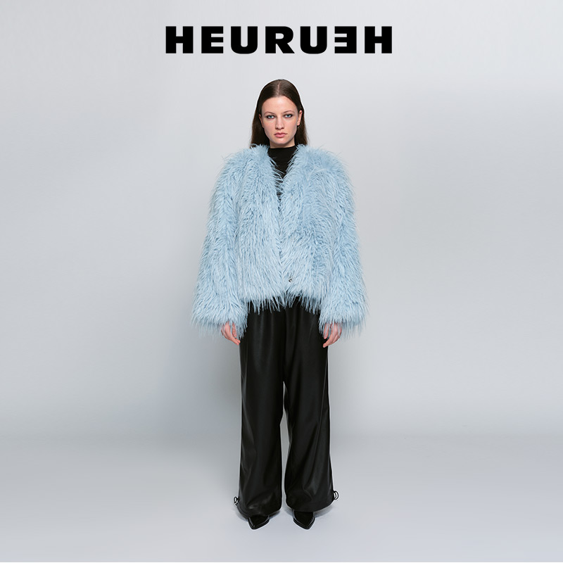 HEURUEH23秋冬新品时尚保暖短款环保外套女短大衣短厚外套女