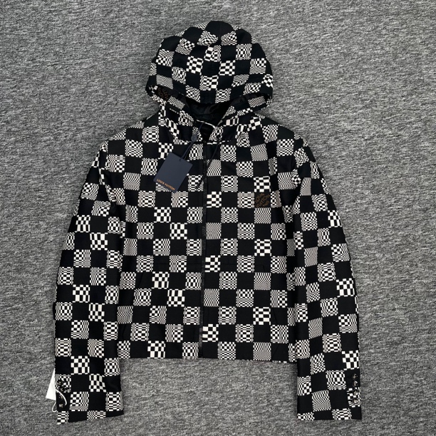 全新未使用 LouisVuitton/路易威登 黑白棋盘格外套/52码/wk0335