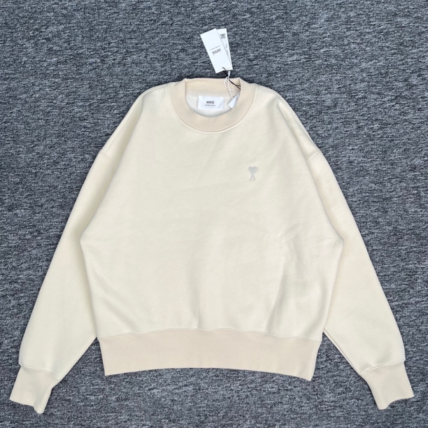 未使用 AMIPARIS AMI/SS22 刺绣爱心 米白色 卫衣/S码/wk0391