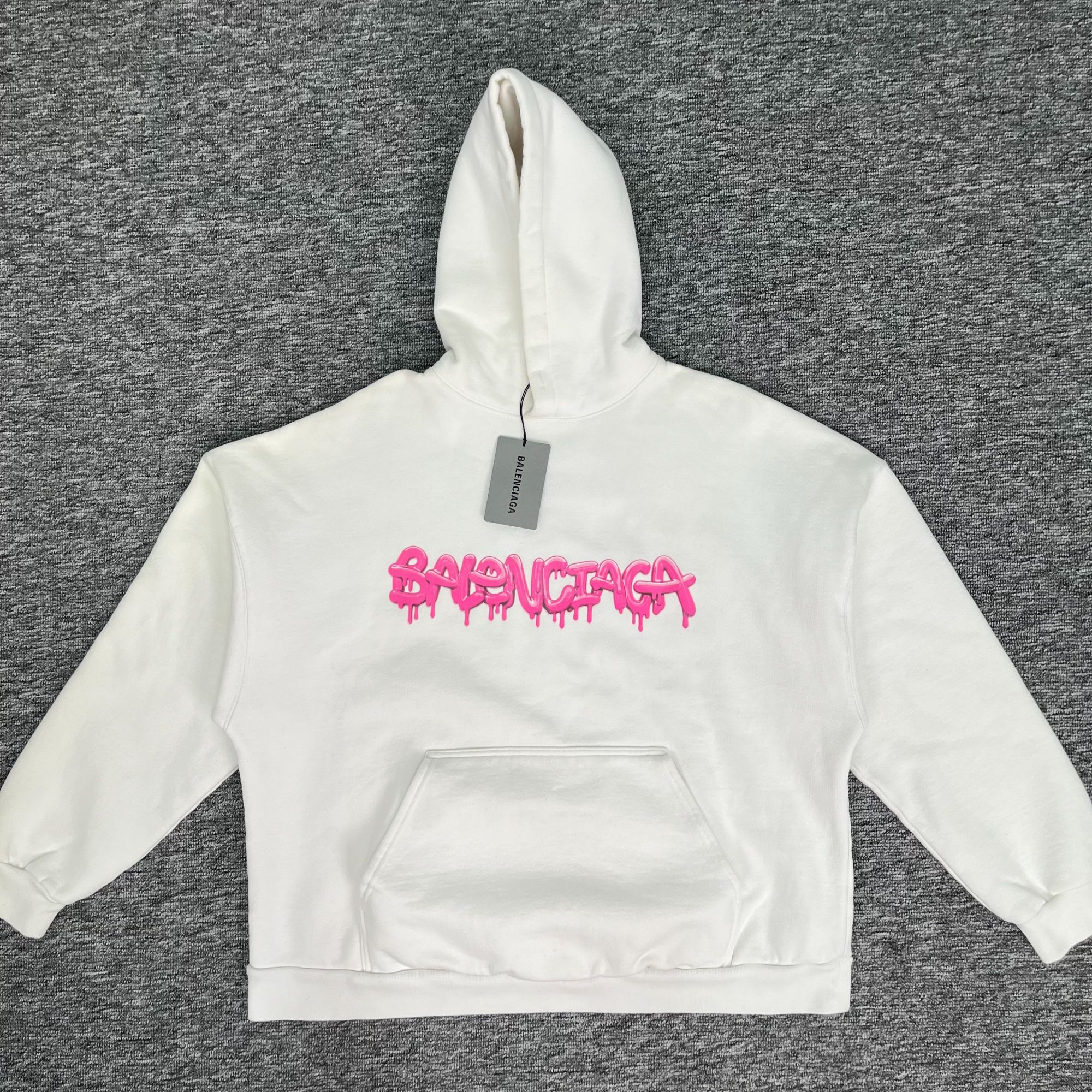 全新未使用 Balenciaga/巴黎世家 喷印logo连帽卫衣/2码/未使用
