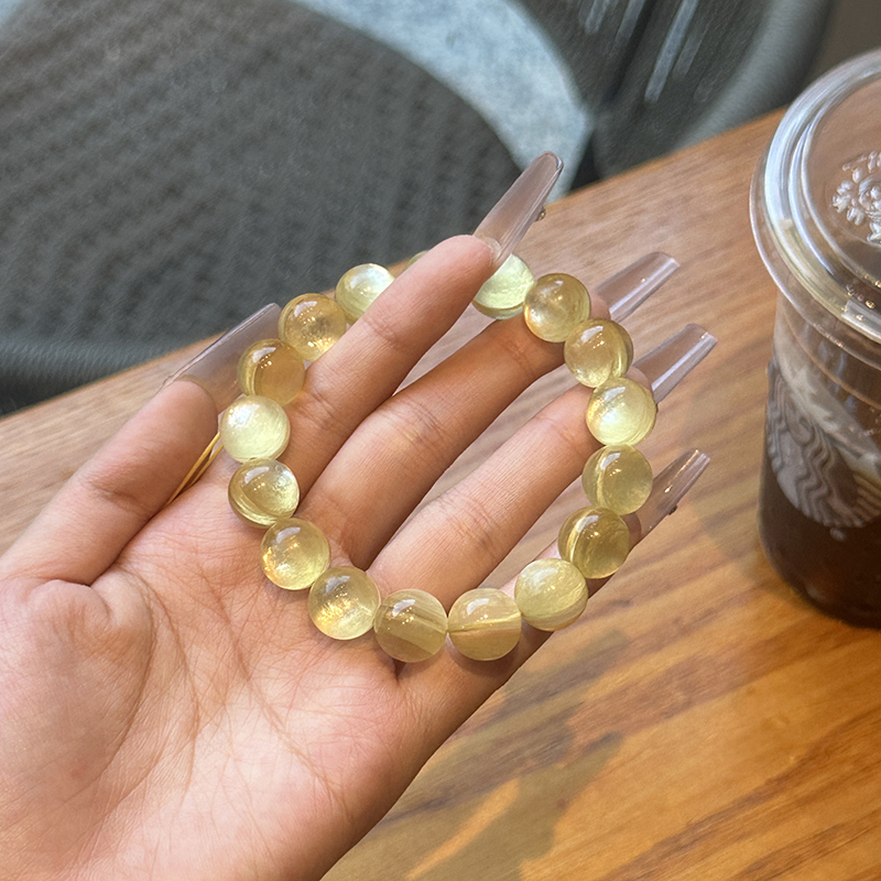 金锂云母水晶手串天然金锂云母12mm