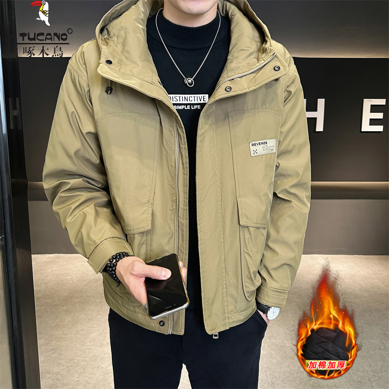 TUCANO/啄木鳥男装夹克中青年帅气连帽宽松啄木鸟加棉加厚外套