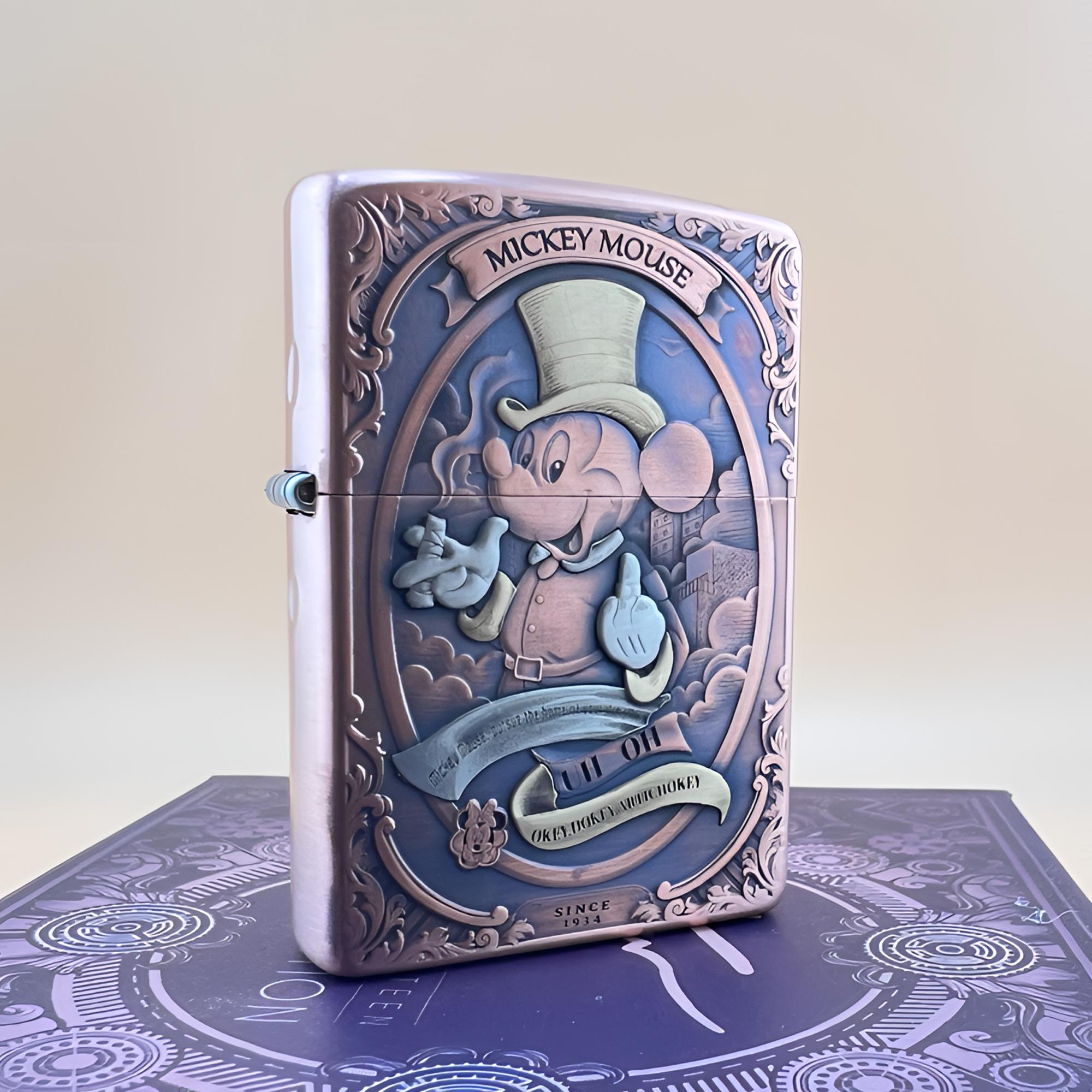 ZIPPO/之宝打火机米老鼠紫铜双面雕刻防风煤油经典送男友礼物DYJ1