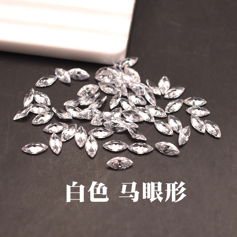 【马上制造局】2*4白色马眼美甲店批发一整包迷你小马眼尖底美甲