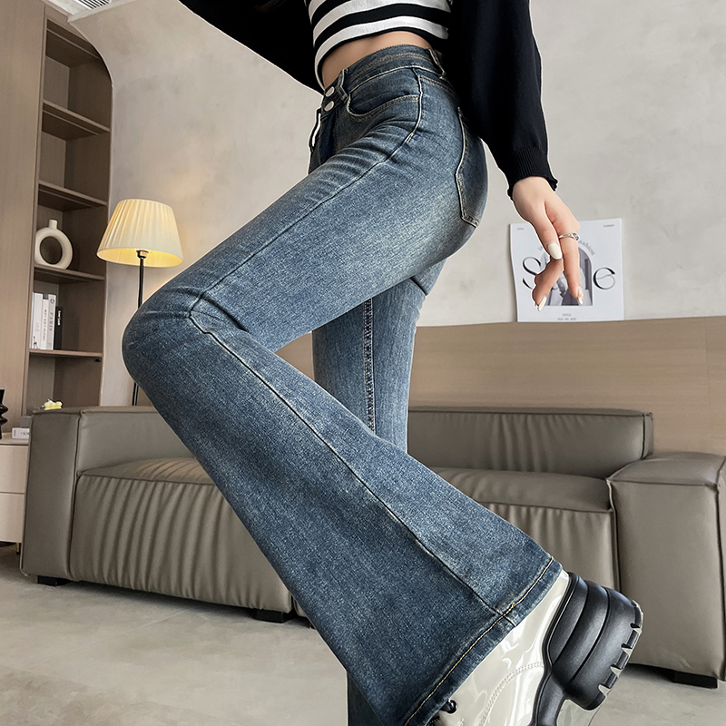直播链接）夏女士喇叭牛仔裤子显瘦微喇裤女