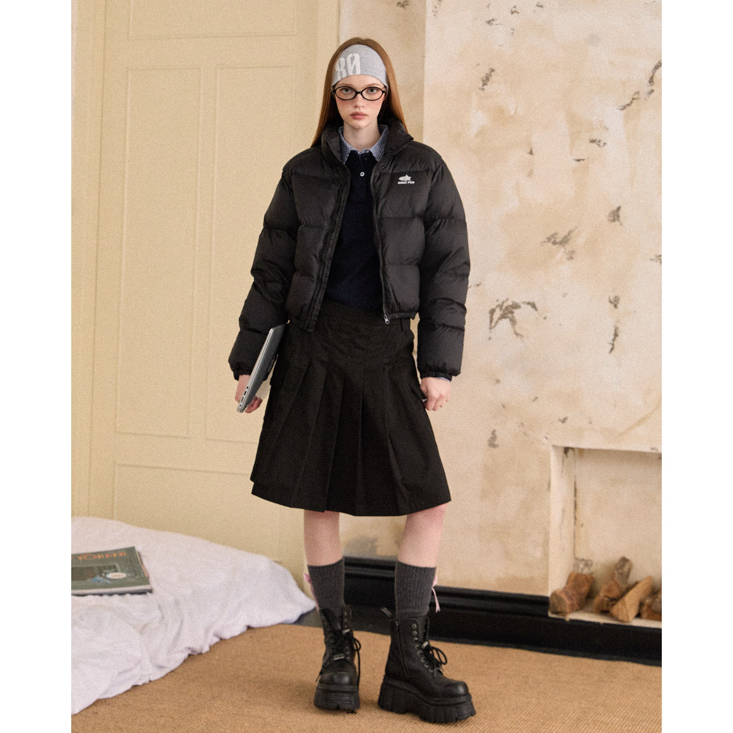 EZEK 美式复古短款90白鸭绒羽绒服冬季面包服加厚保暖外套