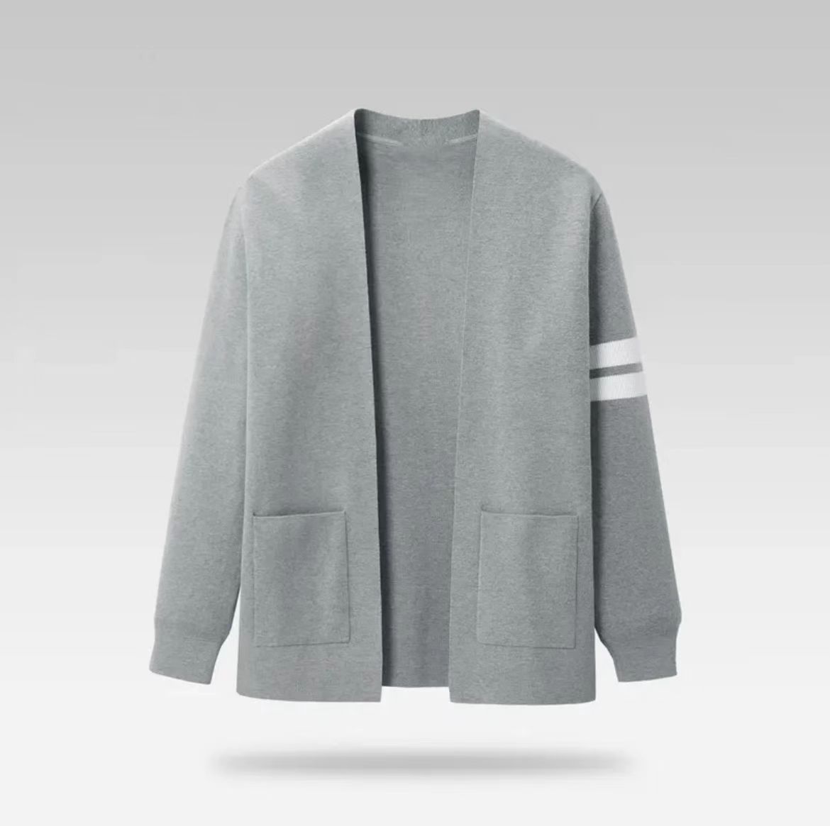 【603】休闲百搭长袖针织开衫条纹撞色柔软外套