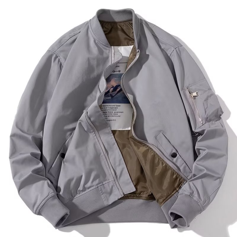 秋冬季ins潮牌纯色棒球服男情侣飞行员夹克短外套上衣服