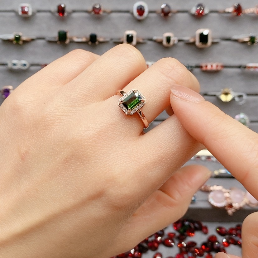 【闪购商品】碧玺戒指银S925镶嵌