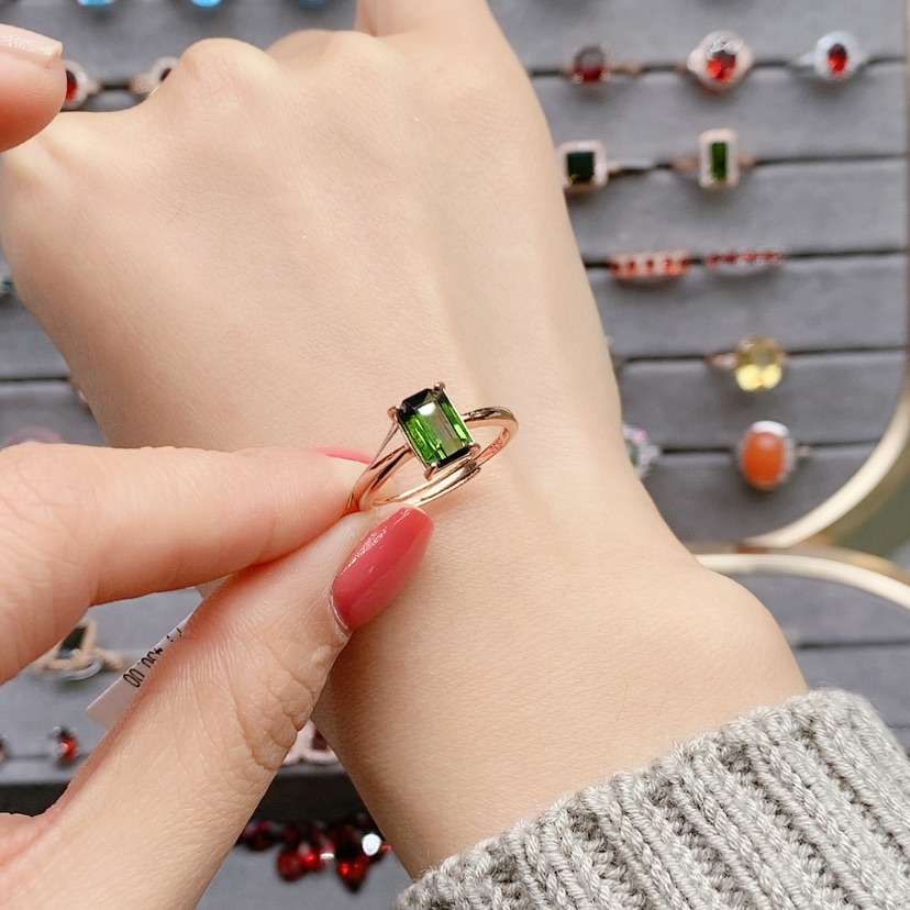 【闪购商品】碧玺戒指银S925镶嵌