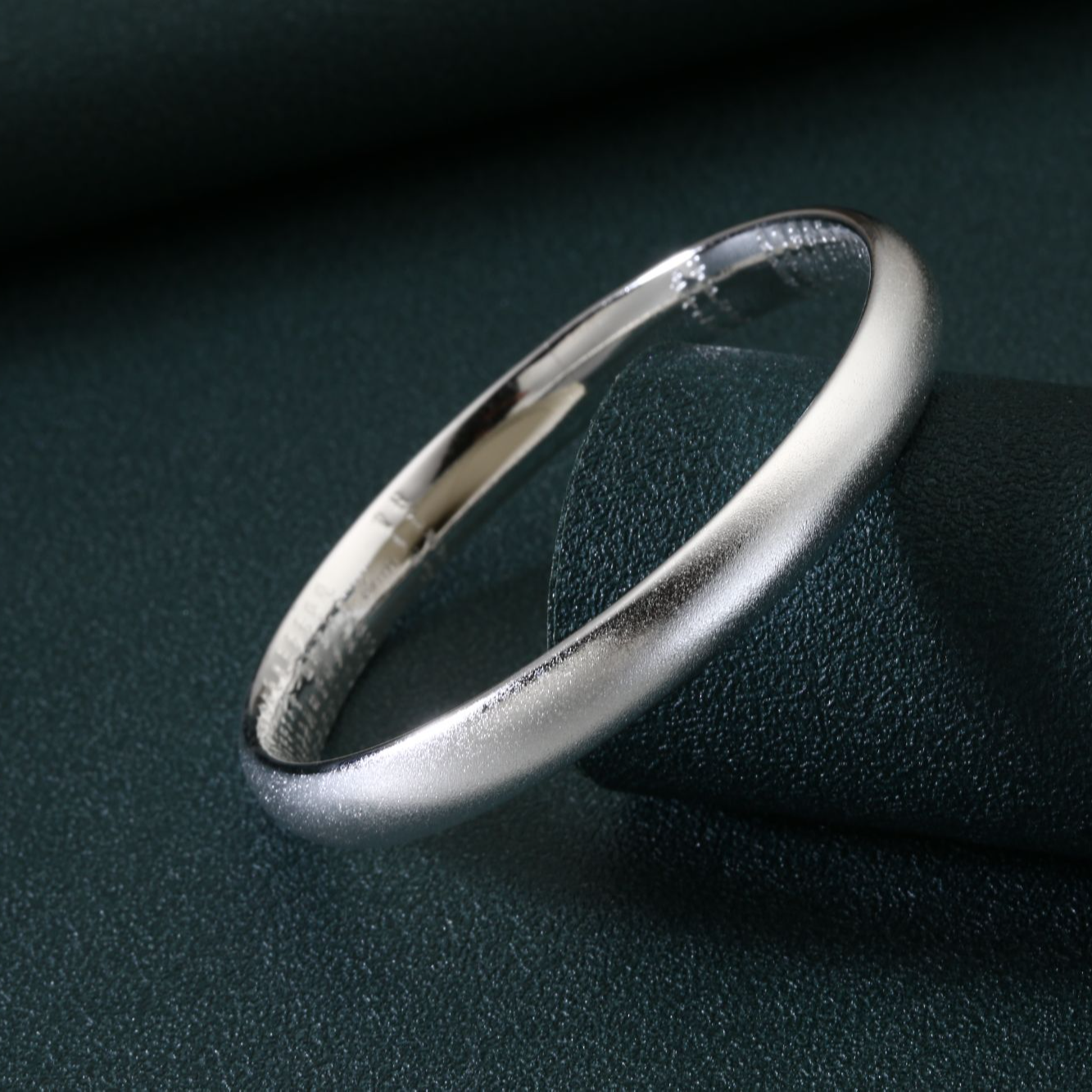 足银手镯 足银9999手镯古法心经女闭口磨砂开口素圈手环送女友礼