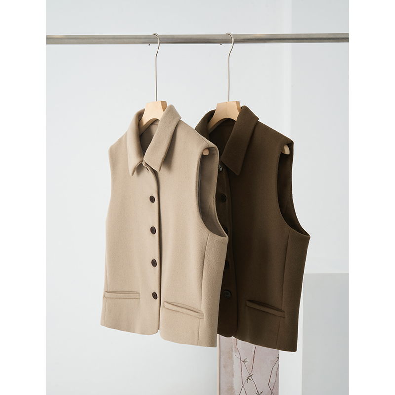 [68岁小姐姐]100%美利奴羊毛复古港风翻领西装马甲背心D24BB 3082