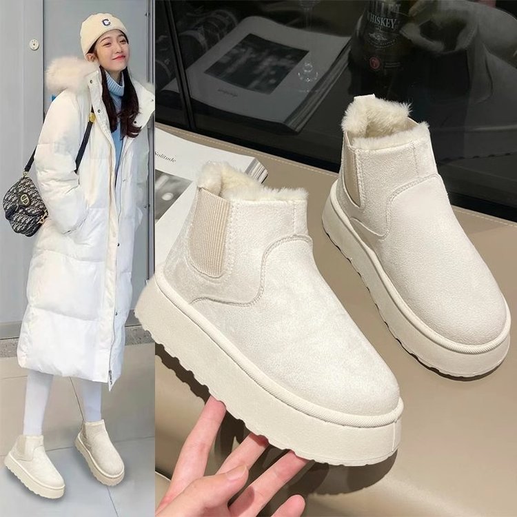 红蜻蜓牌雪地靴女2023新款冬季加绒加厚东北爆款棉鞋厚底面包鞋女