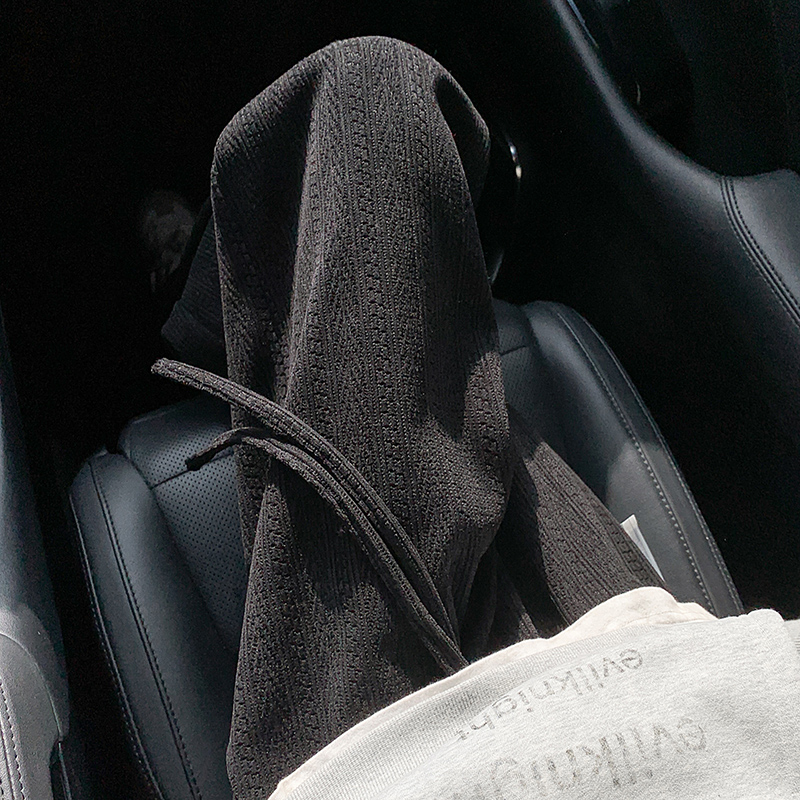 棕咖色裤子男款cleanfit直筒垂感麦穗纹针织裤美式复古抽绳休闲裤