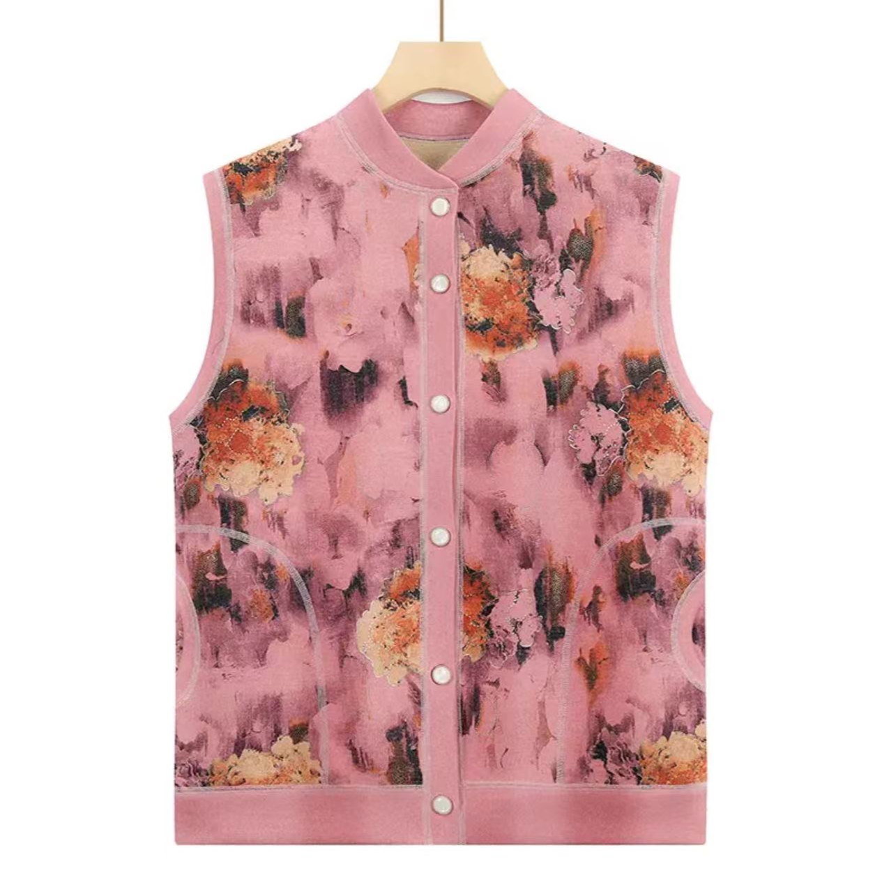 秋冬季中老年人妈妈装马甲保暖时尚居家婆婆中式印花国风903-A