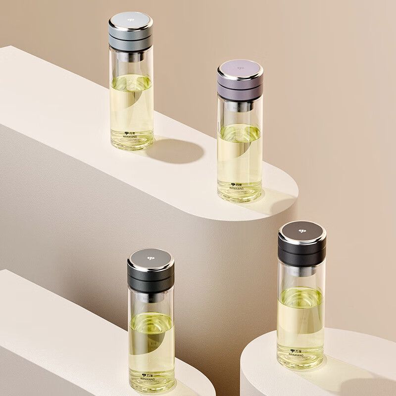 万象茶水分离泡茶杯单层玻璃杯水杯男士过滤茶杯便携带茶漏U156RL