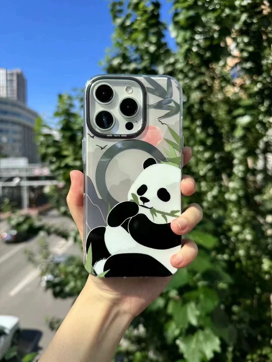 美国TGVIS全包熊猫手机壳ins磁吸防摔新款超薄创意高级感3D立体