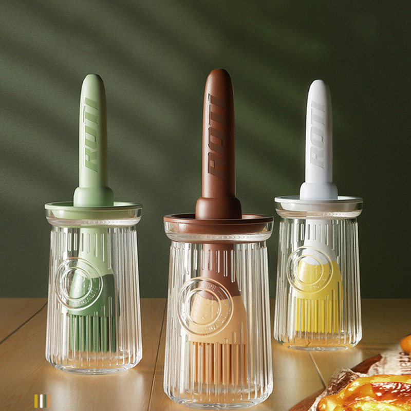 祝氏心宜硅胶油刷瓶烙饼玻璃一体可拆家用耐高温烧烤刷油调料瓶