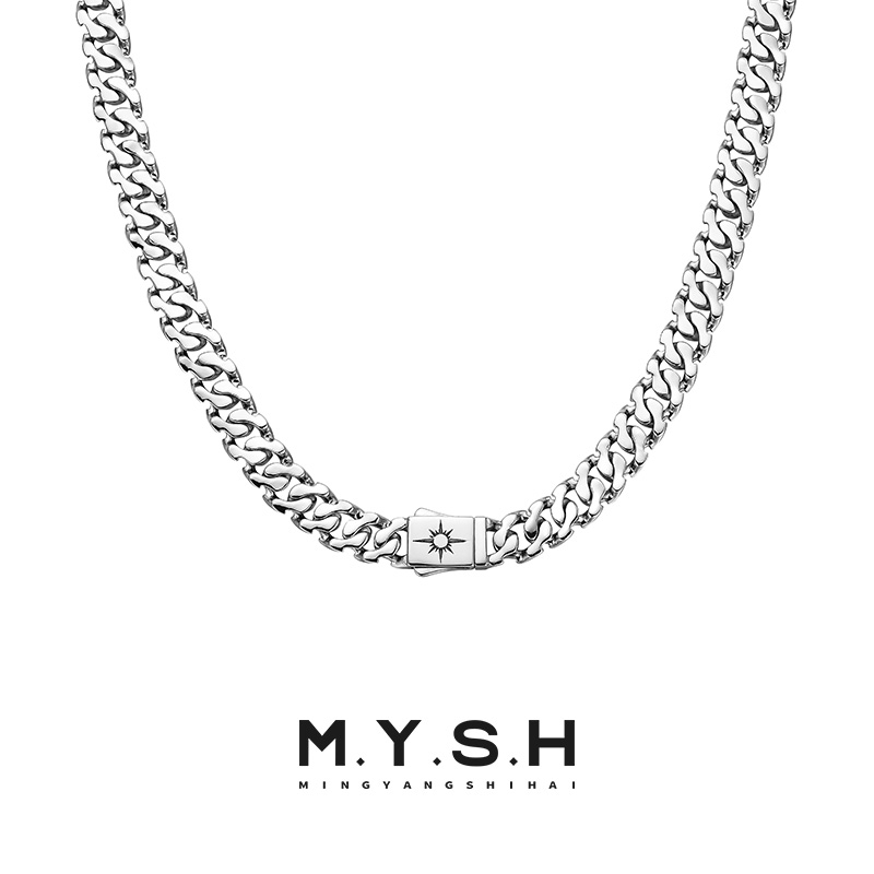 链子925银 MYSH太阳图腾古巴项链潮男女百搭高级加粗锁骨链情侣款