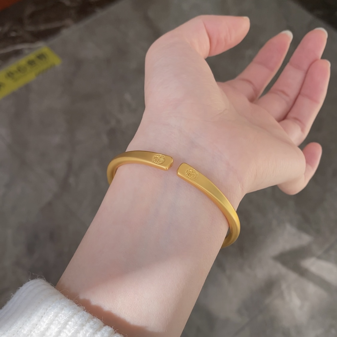 铜合金手镯 AIYO/AIYO精工福字开口手镯·活口设计气质百搭