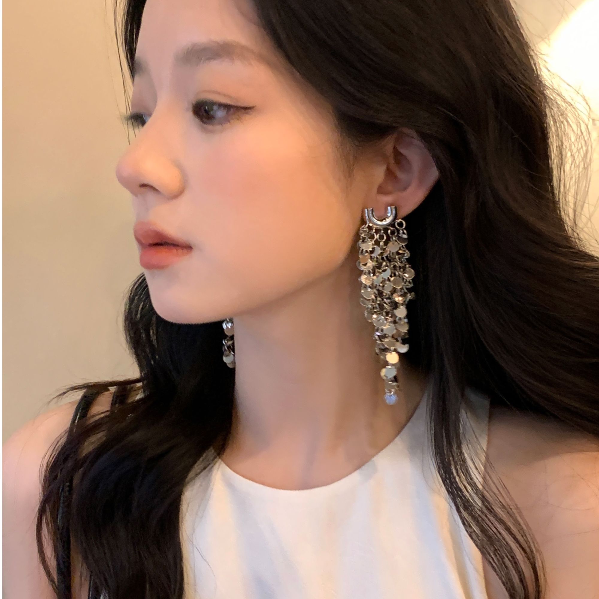 铜合金耳饰 AIYO〖片刻柔情〗 设计师款大气流苏耳环