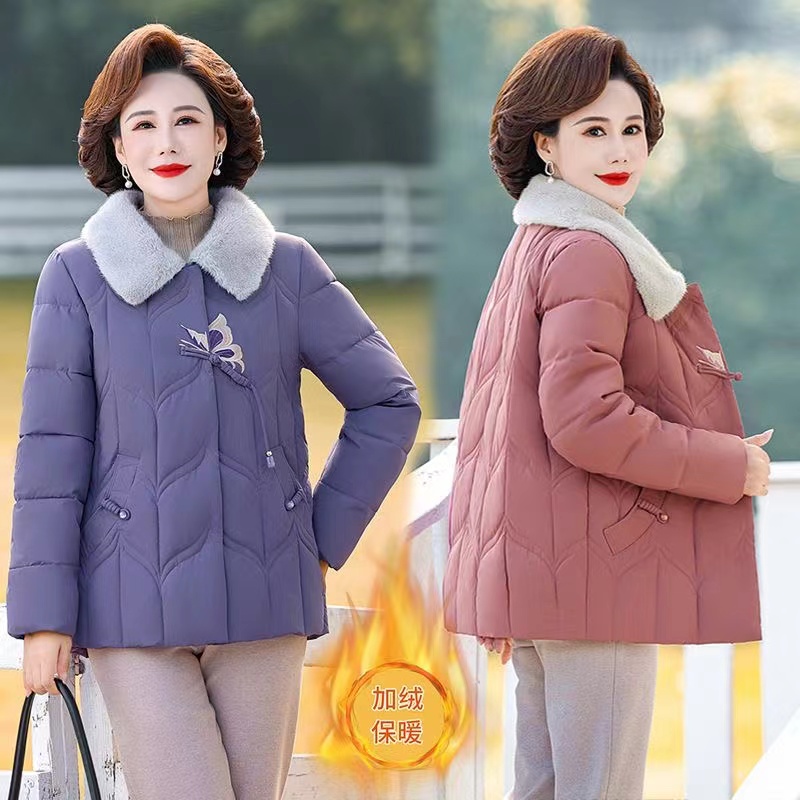 妈妈冬装加绒加厚棉衣中年女装洋气时尚棉服高档棉袄保暖外套